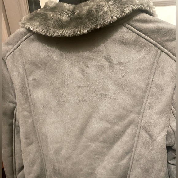 Nina Leonard gray size SM. Aviator Suede fur inside jacket NWOT - Picture 3 of 11